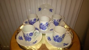 Espresso Set of 5 Cups &6 Saucers Limoges France Blue Flowers Classic Design - Picture 1 of 20