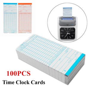 100 tarjetas mensuales de reloj de tiempo tarjeta de tiempo para grabadora de nómina de asistencia de empleados - Imagen 1 de 7