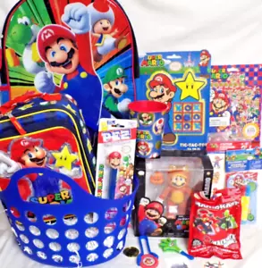 NEW MARIO EASTER TOY GIFT BASKET BACKPACK PLAY SET BIRTHDAY EASTER TOYS EGG HUNT - Picture 1 of 1