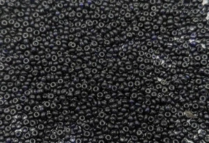 Antike kleine Glasperlen Tschechisch halb-opak blau schwarz 11/0 30 Gramm lose - Bild 1 von 4
