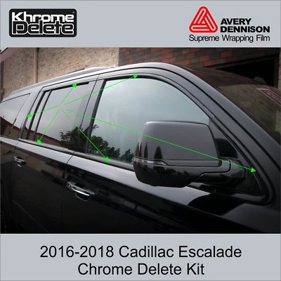 2015-2020 Cadillac Escalade Window Trim Chrome Delete Overlay (Glossy Black) - Image 1 of 4