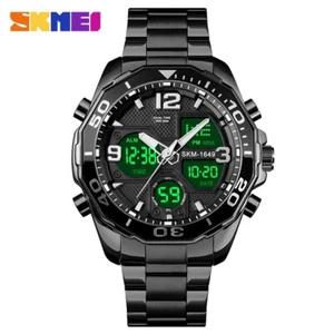 SKMEI Herren Quarzuhr Stahl Armbanduhr Lässig Männlich Sport Digital LED Uhren  - Bild 1 von 10
