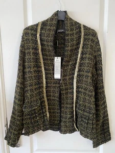 Nwt Marc Cain Black/brown Women’s Wool Cardigan Jacket Sz 4 Uk 12 L Large - Picture 1 of 12