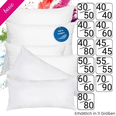 WASCHBAR Kissenfüllung Sofakissen Federkissen Dekokissen 40x40 50x50 30x50 60x60 - Bild 1 von 2