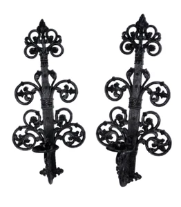 HOMCO Gothic Wall Sconce Candle Holders Castlecore Pair Medieval MCM 21x10 Lg - Picture 1 of 6