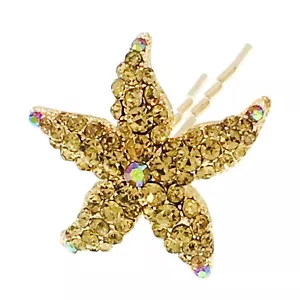 STARFISH HAIR STICK Hairpin use Swarovski Crystal Seastar Mermaid New Brown - Picture 1 of 7