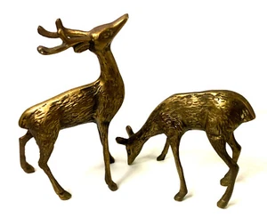 Vintage Brass Deer Buck & Doe Figurines - Picture 1 of 4