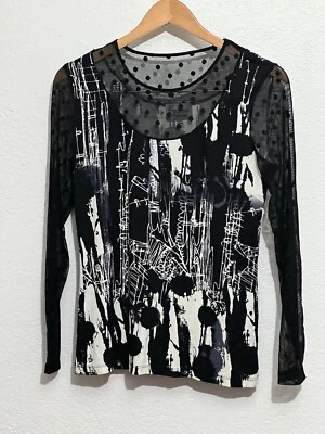 Blusa Lynn Ritchie média abstrata malha manga longa gótica sexy motociclista streetwear - Imagem 1 de 4