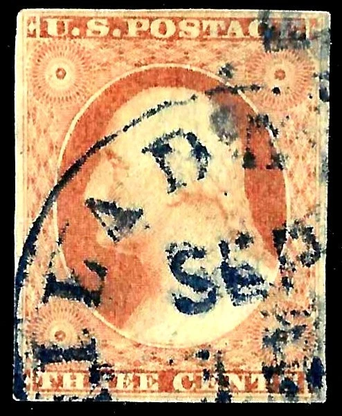 EAS_STAMPS US SCOTT #10A USED SCV $165.00 BLUE CANCEL - Image 1 of 1