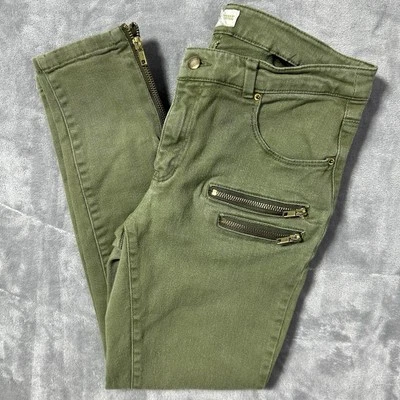 H&M сознательный коллекции оливковый зеленый Moto узкие джинсы молнии деталь размер 4 - Изображение 1 из 4
