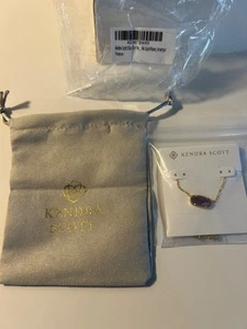 New Kendra Scott Elisa 14 k gold plated necklace with bag. 15" chain. amethyst - Picture 1 of 5