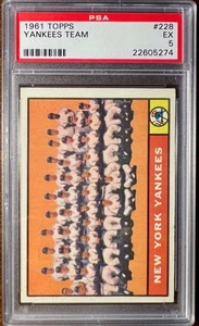 1961 Topps #228 New York Yankees Team Mantle Maris Ford HOF NY EX PSA 5 - Picture 1 of 2