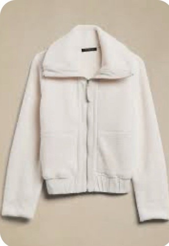 OFF WHITE Banana Republic Factory Giacca Bomber Sherpa Donna Bianco Off Taglia L