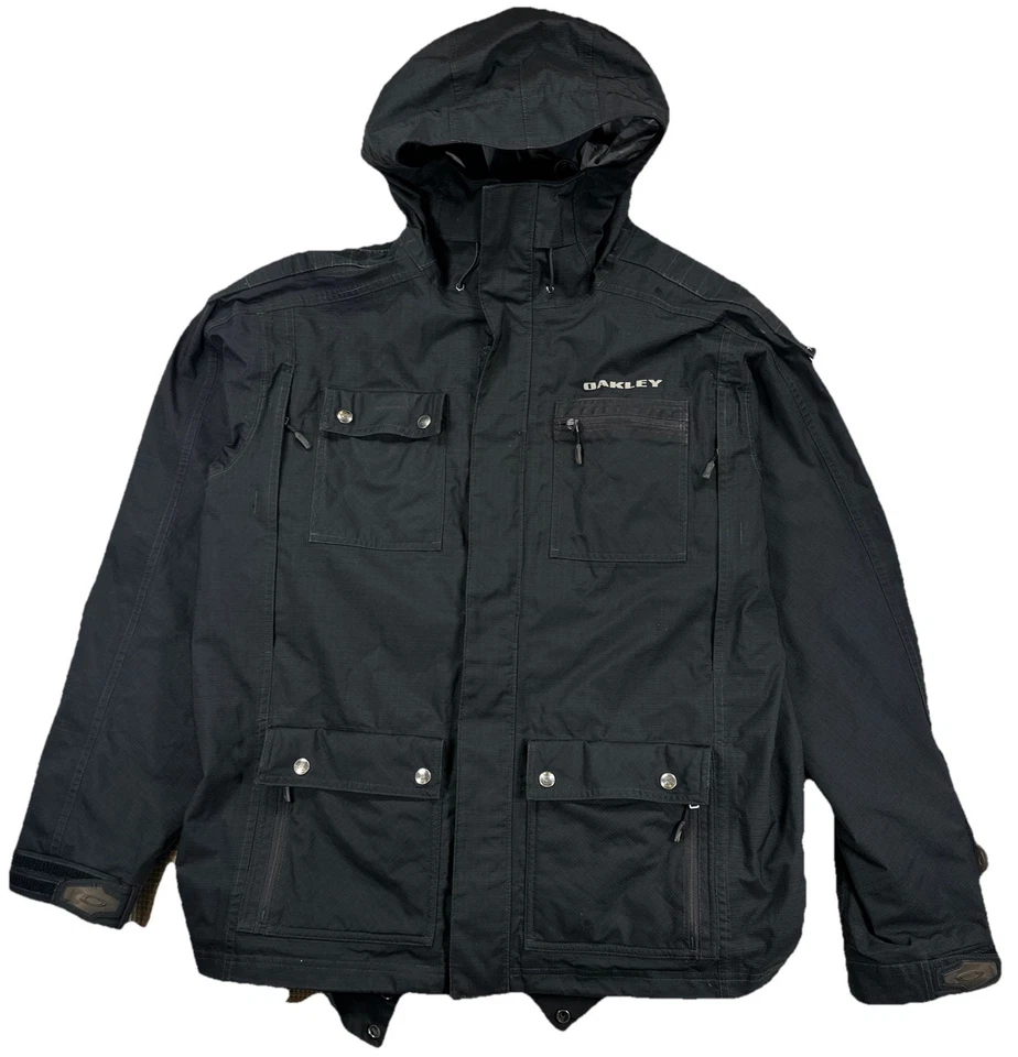 Oakley Y2K Baggy Fit Snowboard Jacket Hooded Black Full Zip Men’s Medium - Image 1 of 4
