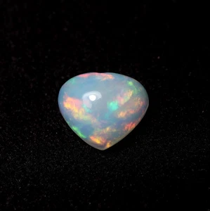 2.1 Cts 9.2x11.2 MM Real AAA Flashy Multi Fire Ethiopian Opal Heart Cabochon - Picture 1 of 9