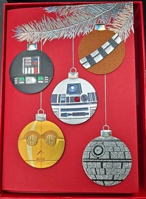8 Pc Papyrus Star Wars Holiday Christmas Cards 3D Ornaments Merry Force Handmade - Image 1 of 4