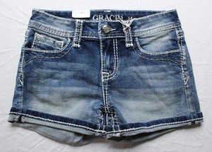 Grace In LA Girls A Big Star Embroidery Girl Denim Short AP2 Blue Size: 14 NWT - Picture 1 of 3