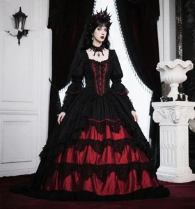 Vestidos de novia góticos negros burdeos fantasía victorianos medievales vestidos de novia - Imagen 1 de 11