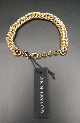 Pulsera Ann Taylor Tono Dorado con Cristal Talla 7-8 Ajustable Foto 1 de 4