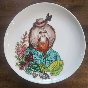 West Elm Rachel Kozlowski Dapper Tiere Salatteller Orang-Utan Natur Blumen - Bild 1 von 2