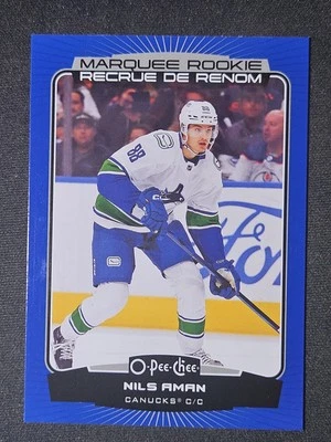 22-23 O-Pee-Chee Nils Aman Marquee Rookie 🌈🌈🌈 Blue Border Variant  - Image 1 of 2