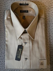 ARROW Wrinkle Free XL X-Large 17-17.5 36/37 Long Sleeve Shirt Tan NEW With Tags - Picture 1 of 6