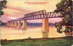 Postal Louisville Nashville Railway Ohio River Bridge Henderson Kentucky - Imagen 1 de 2