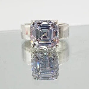 5.75 Ct Certified Treated Off White Diamond Solitaire Ring 925 Sterling Silver - Picture 1 of 7