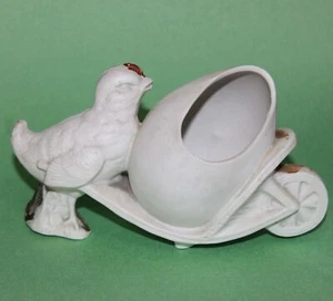 Vintage Antique Bisque Porcelain Bird Peep Easter Egg Candy Holder Ges Gesch - Picture 1 of 9