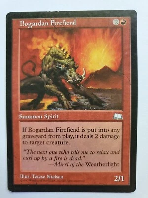 MTG Magic The Gathering Card Bogardan Firefiend Summon Spirit Red Weatherlight  - Image 1 of 2
