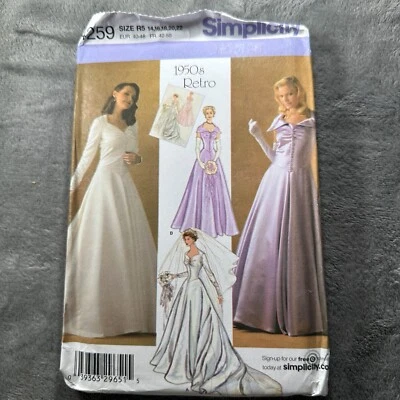 Simplicity 4259 1950s Retro Gown Dress Pattern R5 14–22 UNCUT Bridal Prom Vtg - Image 1 of 4