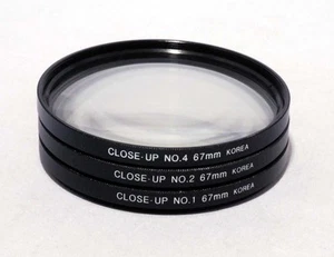 Set filtro obiettivo macro close-up 67 mm +1 +2 +4 kit closeup per Canon Nikon Olympus - Foto 1 di 3