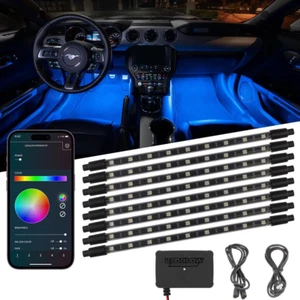 8Pc Bluetooth Multi-Color LED Interior Footwell Underdash Neon Lighting Kit for - Picture 1 of 8