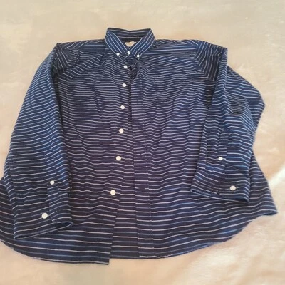 Camisa informal abotonada Dockers para hombre adulto extra grande 2XL azul a rayas Foto 1 de 4