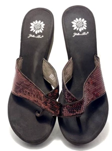 Yellow Box SHADOW Pailletten Keilabsatz Sandale Flip Flops Größe 8,5 braun B*H - Bild 1 von 8