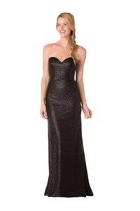 NWT BARI JAY Sequin Bridesmaid/Prom Ruby Black Sequin Dress 1718 Onyx Size 12 - Picture 1 of 3