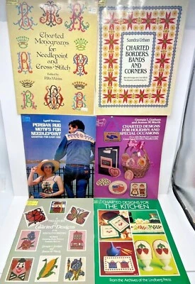 6 Dover Needlework Series: Monograms-Borders-Persian Rug Motif-Holidays-Kitchen - Image 1 of 4