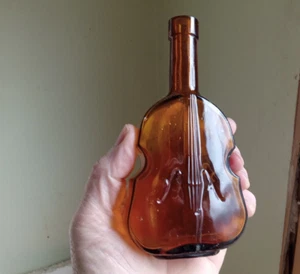 ÁMBAR 6 1/4" TAMAÑO PEQUEÑO VIOLÍN SOPLADO A MANO FIGURATIVO BOTELLA DECORATIVA ANTIGUA - Imagen 1 de 7
