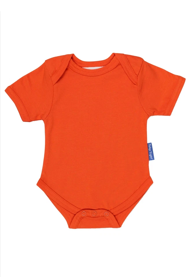 Toby Tiger Baby Body aus Bio-Baumwolle in Orange, unifarben - Bild 1 von 1