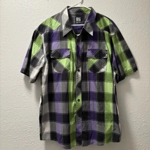 Enyce Mens 2XL Plaid Hip Hop Button Up Shirt Y2K - Picture 1 of 10
