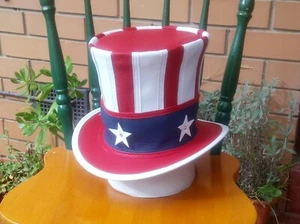 Extra Tall Uncle Sam American Style Stars and Stripes Top Hat  - Picture 1 of 3