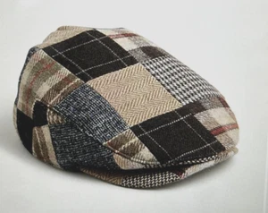 Gorra de conducción J CREW talla S/M para hombre marrón lana tweed retazos nueva $88 - Imagen 1 de 5