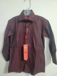 Elie Balleh Boy's Dress Casual Button Down Shirt- Red Striped-Size 4- NWT - Picture 1 of 7