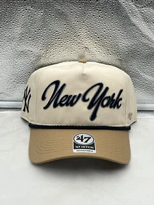 Cappello regolabile con gancio in corda scritta naturale marca New York Yankees MLB '47 - Foto 1 di 5