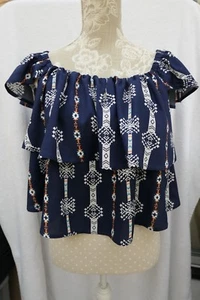Soulcal & Co. Ladies Navy Blue Mix Short Top, can be worn off shoulder - Size 12 - Picture 1 of 8
