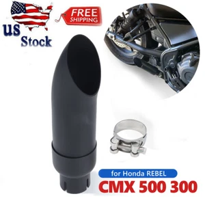 Shorty Exhaust Short Muffler Tip Black For Honda Rebel CMX300 CMX500 2017-2024 - Picture 1 of 12
