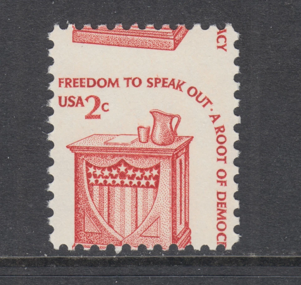 US Sc 1582 MNH. 1975 2c Speaker's Stand misperf, fresh, bright, sound, VF - Image 1 of 1