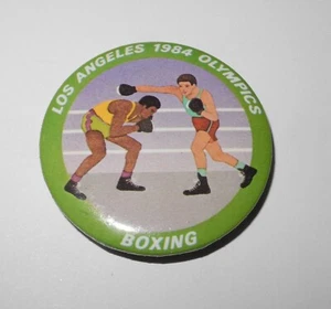 1984 Boxing Los Angeles Olympics Stadium Souvenir Fight Pin Button Coin Pinback - Picture 1 of 2