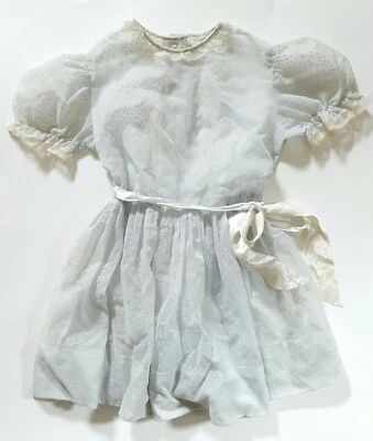 Vtg 50’s Girls Dress Toddler blue Sheer Swiss Dot Flocked Material Party Dress - Image 1 of 4