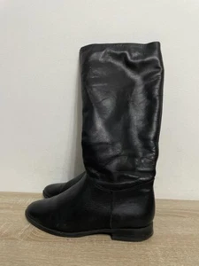 LAVORAZIONE ARTIGIANA WOMEN BLACK LEATHER PULL ON FLAT ANKLE BOOT UK6 EUR 39 - Picture 1 of 8